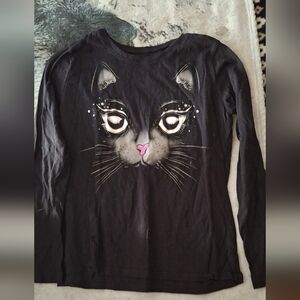 Black Cat Graphic Long Sleeve Shirt